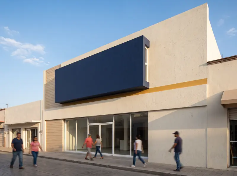 Local comercial con fachada pintada
