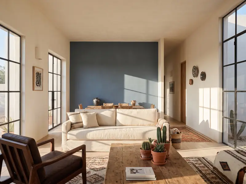 Sala con muros recién pintados